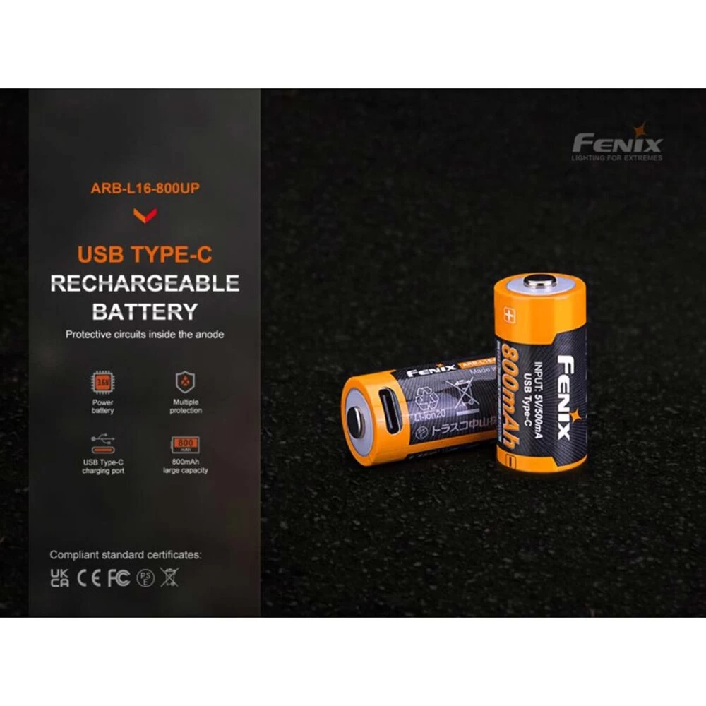 Fenix ARB-L16-800UP 16340 Li-Ion Akku 5V 800mAh Mit USB 4 Fenix ARB-L16-800UP 16340 Li-Ion Akku 5V 800mAh Mit USB – Bild 4