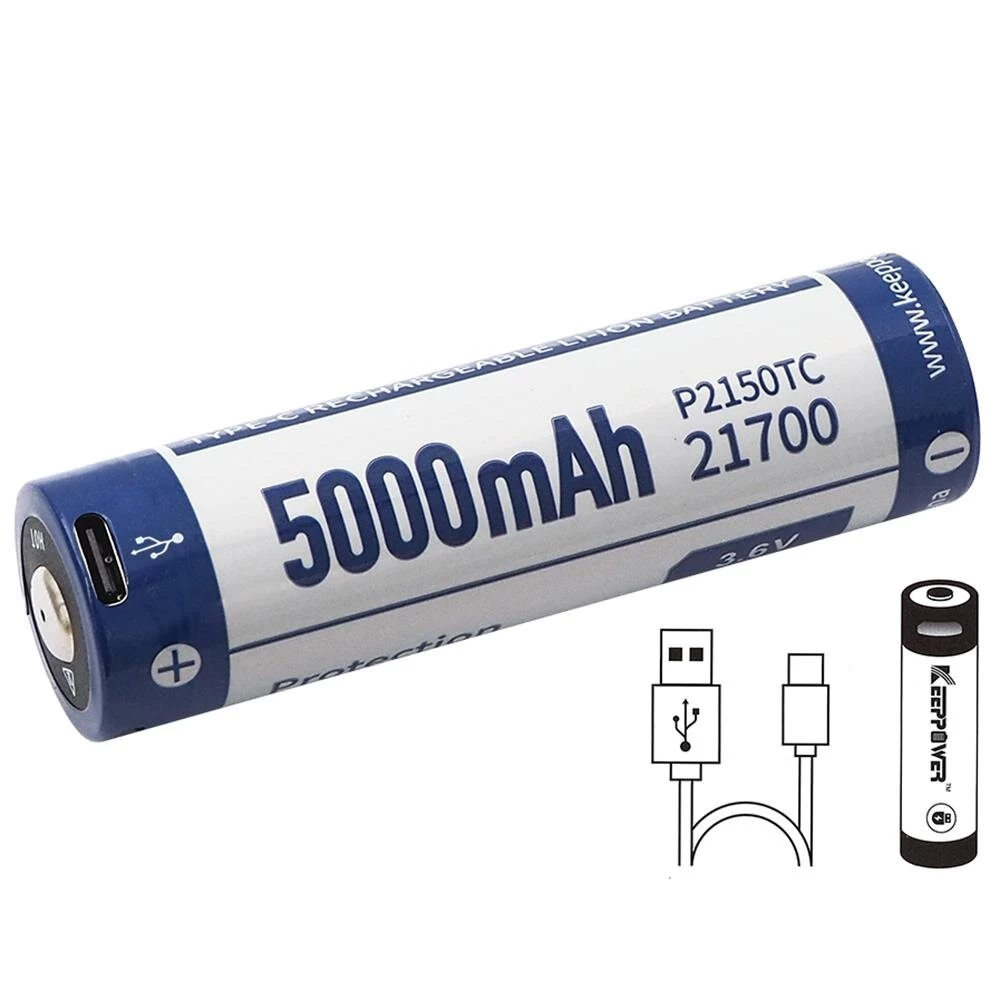 Keeppower 21700 Li-Ion Akku 3,6V 5000mAh Mit USB (P2150TC) 1 Keeppower 21700 Li-Ion Akku 3,6V 5000mAh Mit USB (P2150TC)