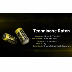 Nitecore NL169 - 16340 Li-Ion Akku 950mAh Mit 2A -Outdoor Gear Verkauf nitecore nl169 16340 li ion akku 950mah mit 2a7