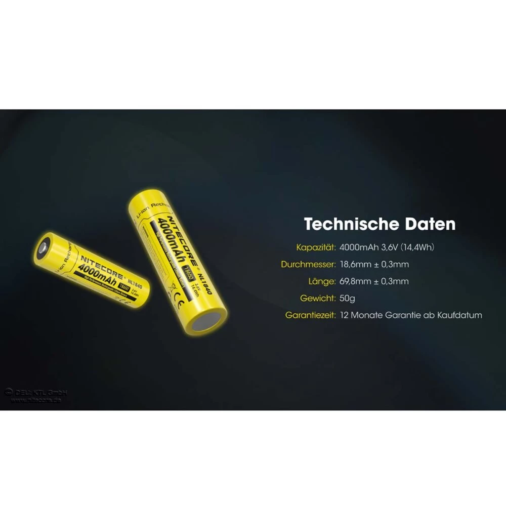 Nitecore NL1840 18650 - Li-Ion Akku 4000mAh Bis 5A 9 Nitecore NL1840 18650 - Li-Ion Akku 4000mAh Bis 5A – Bild 9