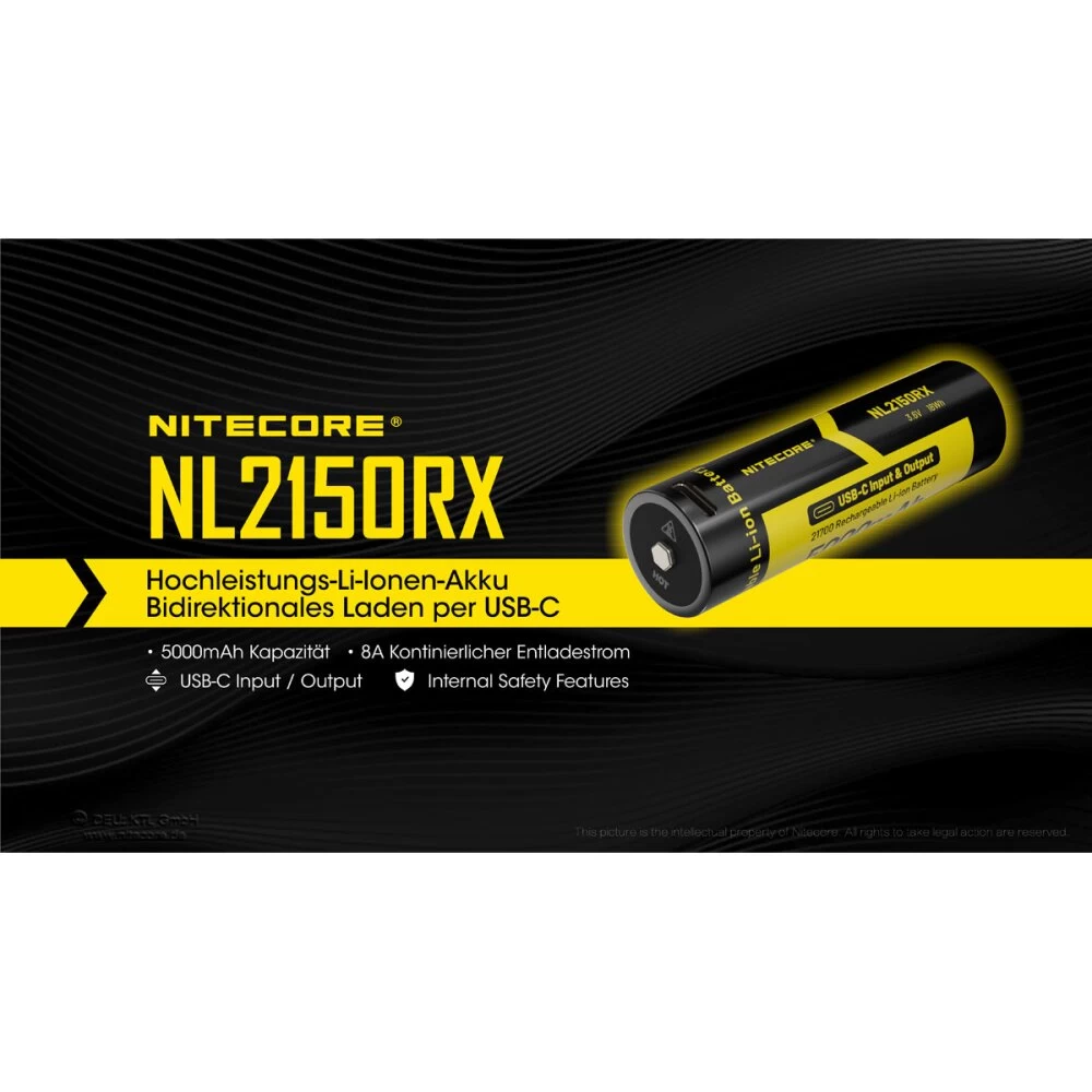 Nitecore NL2150RX 21700 Li-Ion Akku 3,6V 5000mAh Mit Powerbank-Funktion 2 Nitecore NL2150RX 21700 Li-Ion Akku 3,6V 5000mAh Mit Powerbank-Funktion – Bild 2