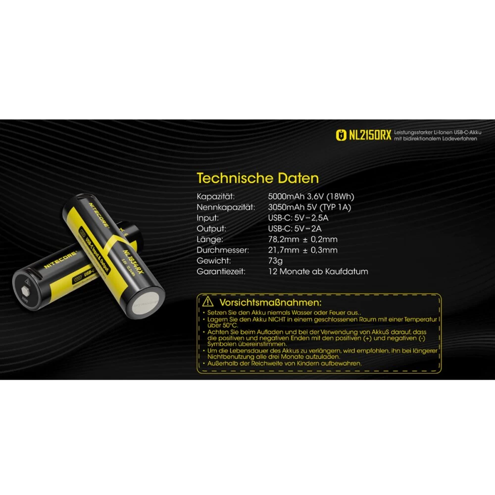 Nitecore NL2150RX 21700 Li-Ion Akku 3,6V 5000mAh Mit Powerbank-Funktion 6 Nitecore NL2150RX 21700 Li-Ion Akku 3,6V 5000mAh Mit Powerbank-Funktion – Bild 6
