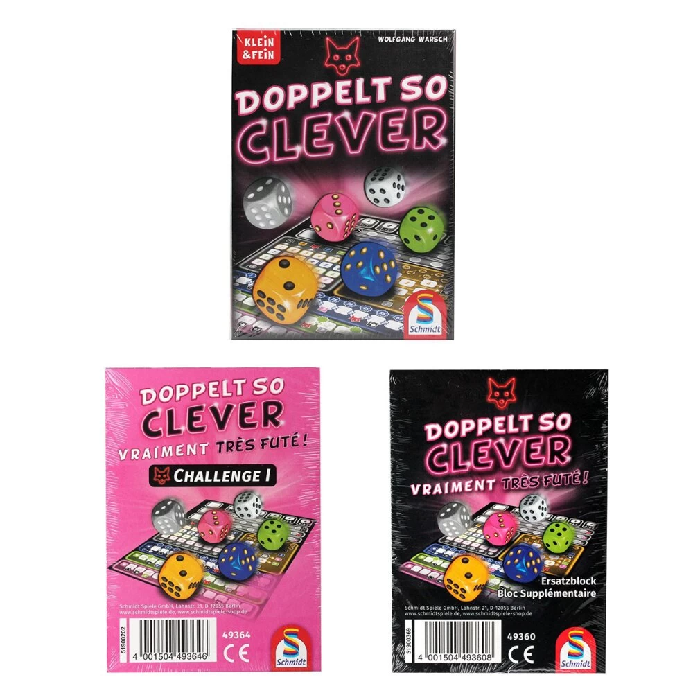 Schmidt Spiele Doppelt So Clever - Würfelspiel + Ersatzblock + Challenge I Zusatzblock Vorteilsset 1 Schmidt Spiele Doppelt So Clever - Würfelspiel + Ersatzblock + Challenge I Zusatzblock Vorteilsset